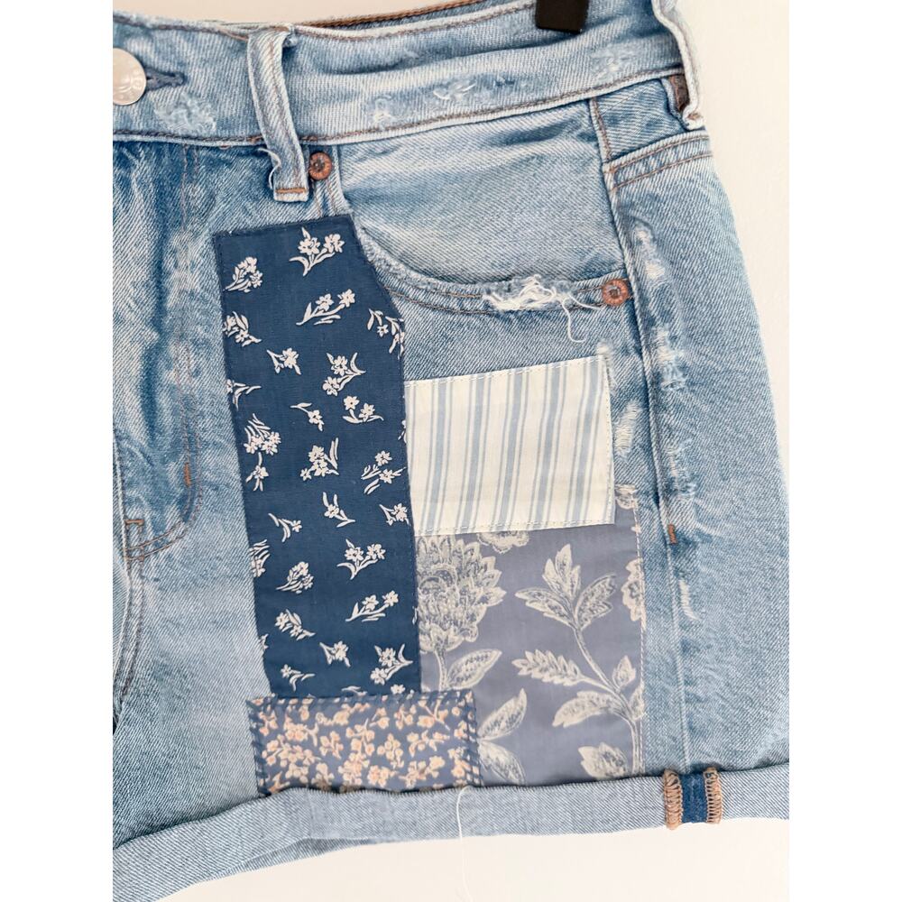 American Eagle patchwork light wash denim mom sho… - image 4